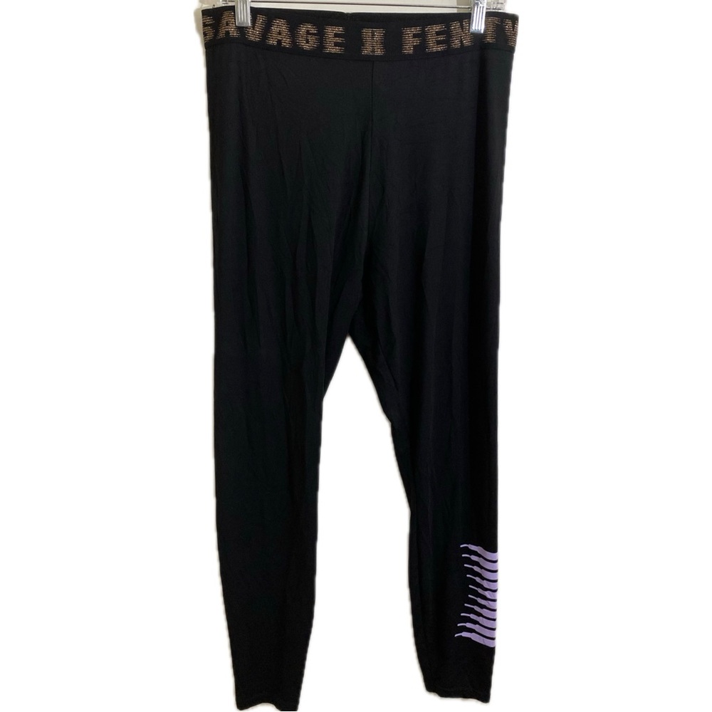 Savage X Fenty Black Purple Logo High Rise Legging Women's Plus Size 1X